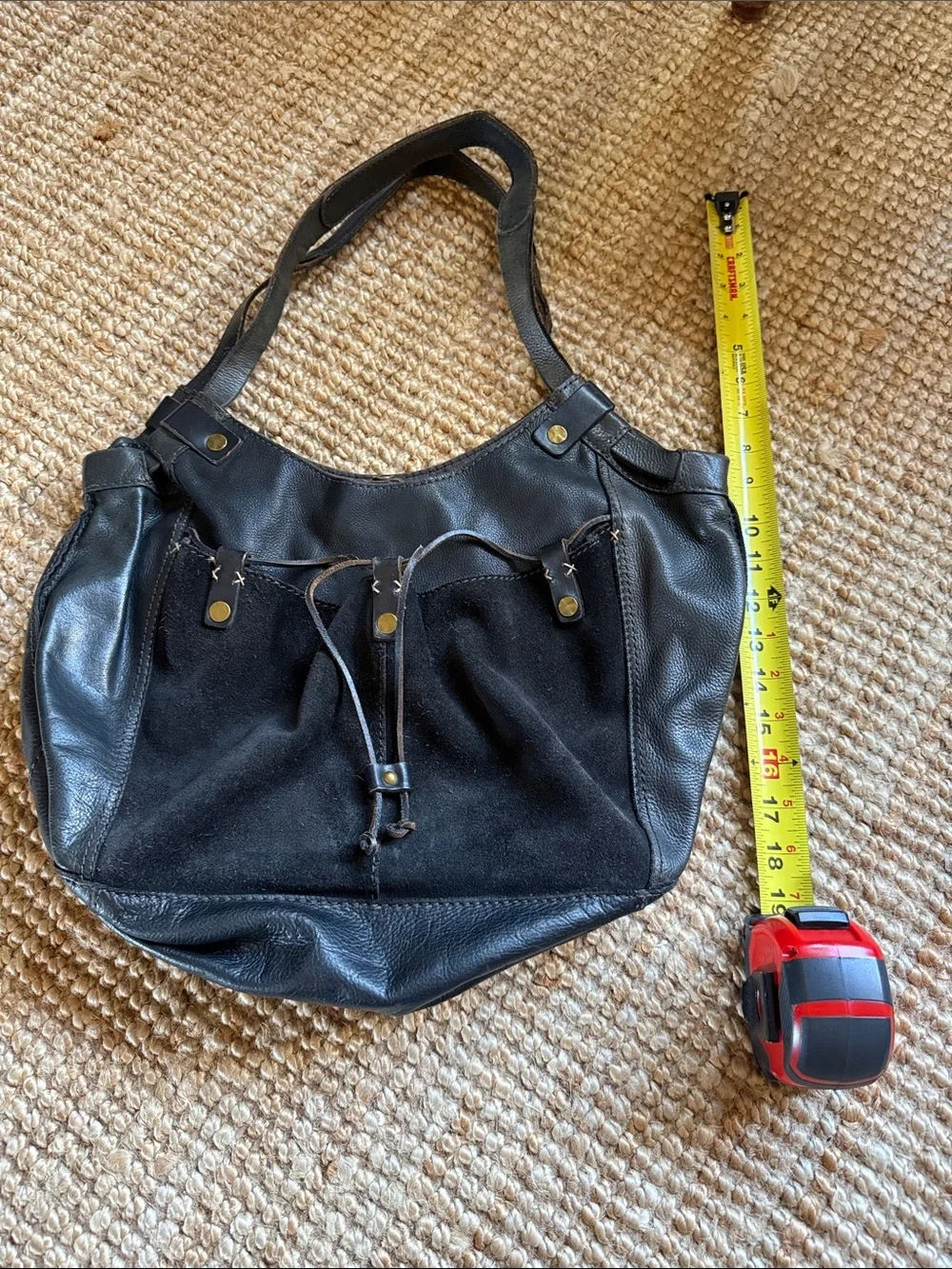 ⚜️ LUCKY BRAND BLACK LEATHER/SUEDE HOBO SHOULDER SLOUCHY BAG ⚜️